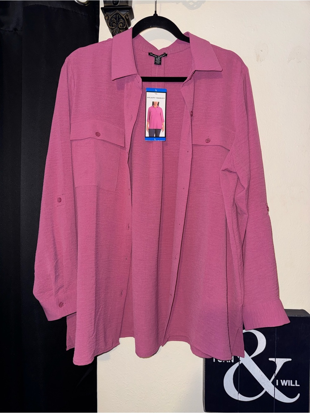 Hilary Radley Mauve-Pink Collared Tunic Blouse